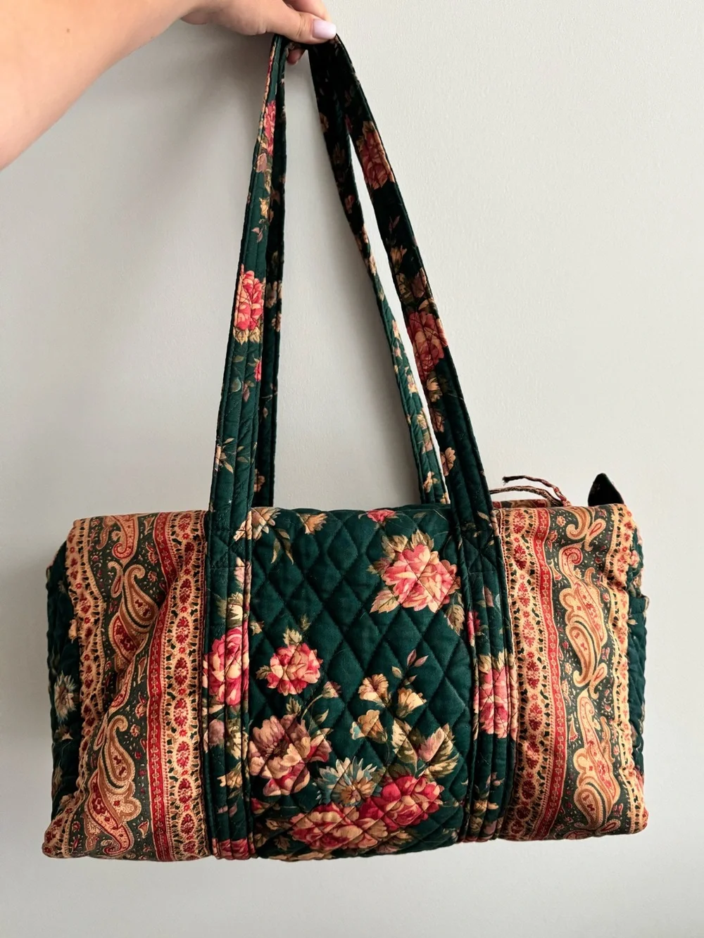 Vera Bradley Quilted Greenbriar Rare Duffle Bag Green